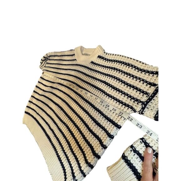 Lara  Knit Women's Striped Pullover Sweater Cream & Navy Long Sleeve size M - Picture 7 of 11